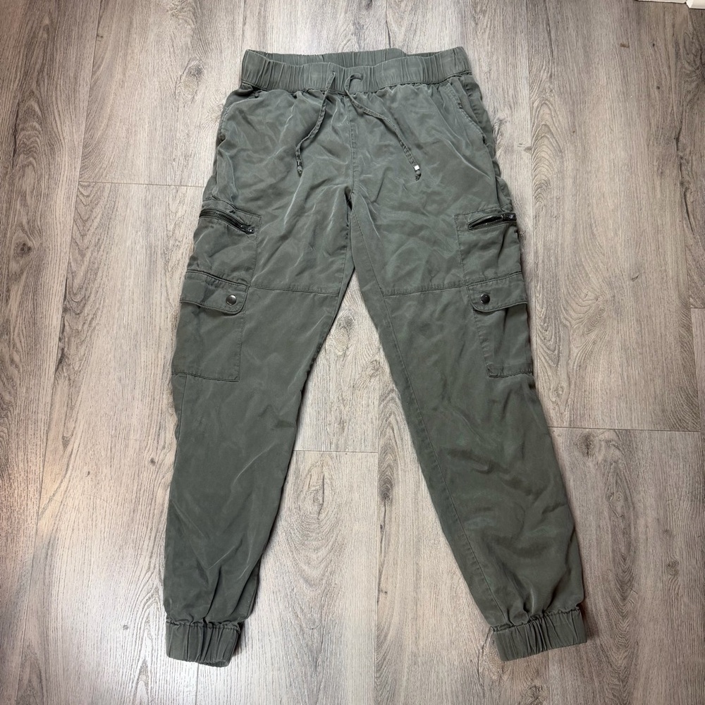 Banana Republic Tencel Cargo Pants Womens XS Steel Green Soft Lightweight Lounge